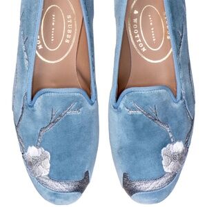 $575 New NIB Stubbs & Wootton Women's Classic Velvet Slippers Loafers Shoes 8.5